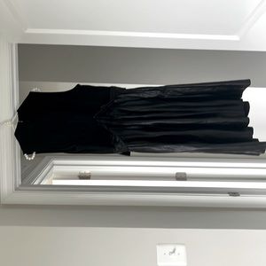Black Faux Leather Midi Dress
